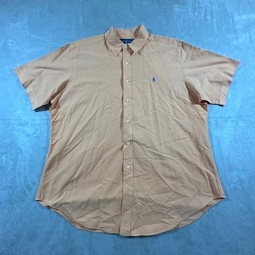 Ralph Lauren Button Down Shirt Mens Classic Fit XL Orange Blue Pony